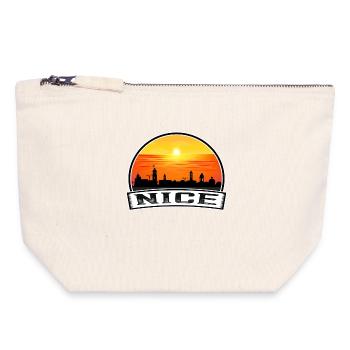 Nice France Skyline Vintage Sunset Travel Souvenir - Canvas Zip Pouch 18 x 19 cm - nature - Front
