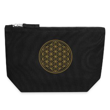 FLOWER OF LIFE (GOLD) - Canvas Zip Pouch 18 x 19 cm - black - Front