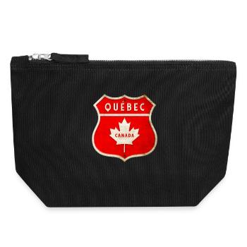 Québec Canada Coat of Arms Flags Design - Canvas Zip Pouch 18 x 19 cm - black - Front