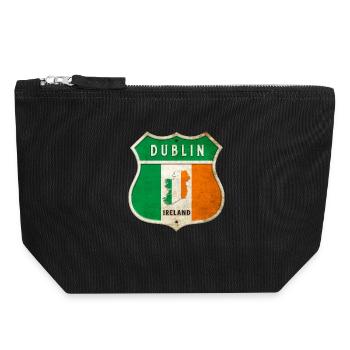Dublin Ireland Coat of Arms Flags Design - Canvas Zip Pouch 18 x 19 cm - black - Front