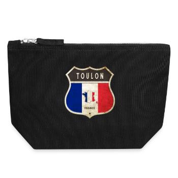 Toulon France Coat of Arms Flags Design - Canvas Zip Pouch 18 x 19 cm - black - Front