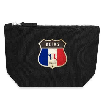 Reims France Coat of Arms Flags Design - Canvas Zip Pouch 18 x 19 cm - black - Front