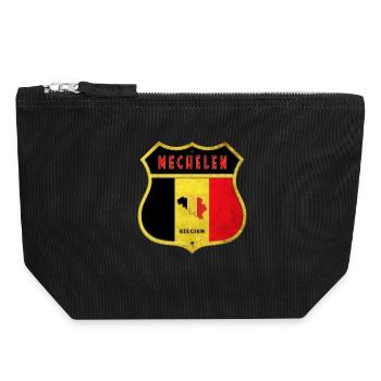 Malines Belgique Armoiries Drapeaux Design - Pochette zippée en toile 18 x 19 cm - noir - Devant