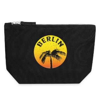 Berlin claim round with palm tree - Canvas Zip Pouch 18 x 19 cm - black - Front