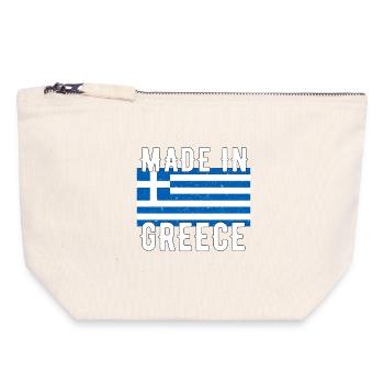 Fabriqué en Grèce Drapeau Grec Rétro Vintage - Pochette zippée en toile 18 x 19 cm - blanc naturel - Devant