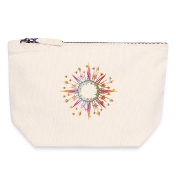 étoile étincelante et brillante comme cadre - Pochette zippée en toile 18 x 19 cm - blanc naturel - Devant
