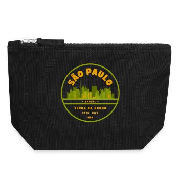 São Paulo Skyline Seal Green - Canvas Zip Pouch 18 x 19 cm - black - Front