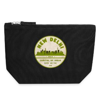 New Delhi Skyline Vintage Siegel - Canvas Reißverschluss-Täschchen (18 x 19 cm) - Schwarz - Vorne