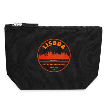 Lissabon Skyline Stempel - Canvas Reißverschluss-Täschchen (18 x 19 cm) - Schwarz - Vorne