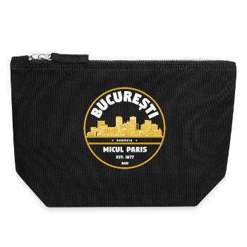 Micul Paris Bucharest Badge - Canvas Zip Pouch 18 x 19 cm - black - Front