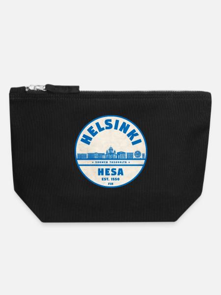 Helsinki Skyline Emblem 1550 - Canvas Reißverschluss-Täschchen (18 x 19 cm) - Schwarz