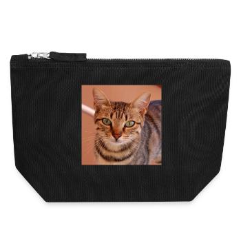 Katze Kätzchen Poster quadratisch Katzenposter - Canvas Reißverschluss-Täschchen (18 x 19 cm) - Schwarz - Vorne