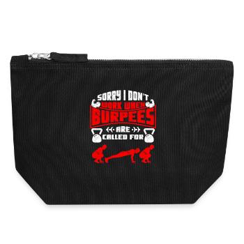 Je suis désolée, je ne travaille pas en burpees - Pochette zippée en toile 18 x 19 cm - noir - Devant