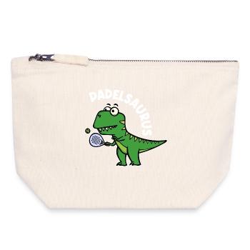 Padel Padelspiel Sport Spieler Dinosaurier Spruch - Canvas Reißverschluss-Täschchen (18 x 19 cm) - Naturweiß - Vorne