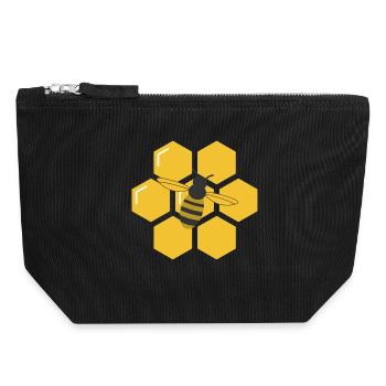 Bee and Honeycomb - Canvas Zip Pouch 18 x 19 cm - black - Front