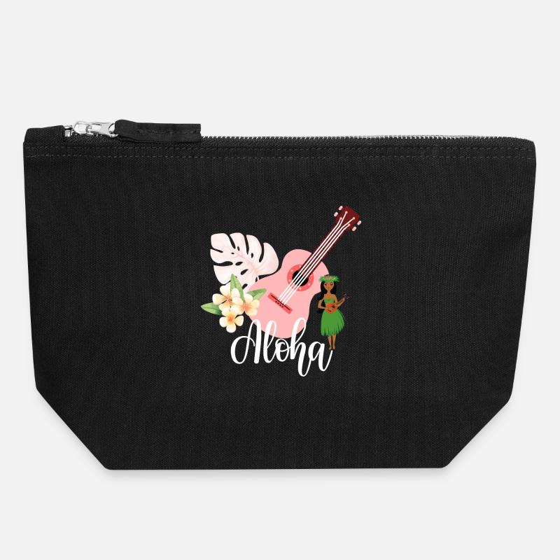 Aloha - Pochette zippée en toile 18 x 19 cm - noir