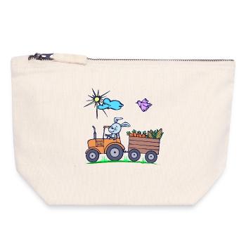 Véhicule Tracteur Déclaration de l’agriculteur agricole biologique - Pochette zippée en toile 18 x 19 cm - blanc naturel - Devant