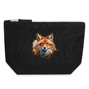 Roter Fuchs Portrait – Wildtier Alpen Motiv - Canvas Reißverschluss-Täschchen (18 x 19 cm) - Schwarz - Vorne