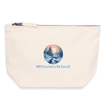 Enfant d’hiver - Pochette zippée en toile 18 x 19 cm - blanc naturel - Devant