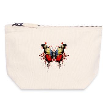 Colorful Butterfly with Blood Splatter Design - Canvas Zip Pouch 18 x 19 cm - nature - Front