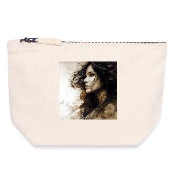 Porträt Frau 01 - Canvas Reißverschluss-Täschchen (18 x 19 cm) - Naturweiß - Vorne
