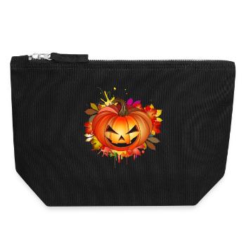 Citrouille d’Halloween avec graffiti automnal - Pochette zippée en toile 18 x 19 cm - noir - Devant