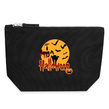 Happy Halloween Vollmond Katze - Canvas Reißverschluss-Täschchen (18 x 19 cm) - Schwarz - Vorne