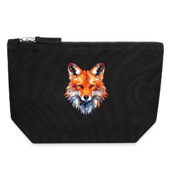 Fuchs Polygon Füchse Wald Polarfuchs Tier - Canvas Reißverschluss-Täschchen (18 x 19 cm) - Schwarz - Vorne