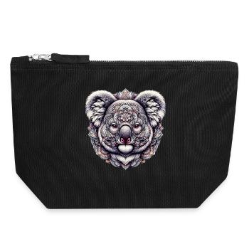 Koala mit Mandalas dekoriert - Canvas Reißverschluss-Täschchen (18 x 19 cm) - Schwarz - Vorne