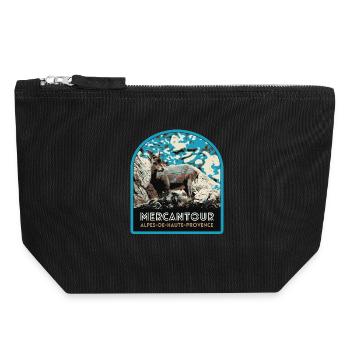 Mercantour Chamois Badge: Alpine Fauna - Canvas Zip Pouch 18 x 19 cm - black - Front