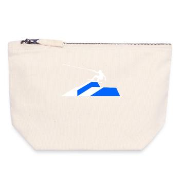 Wakeboard, Cascade, Kitesurfeur, Sports nautiques, Wakesurf - Pochette zippée en toile 18 x 19 cm - blanc naturel - Devant
