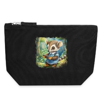 Mignon jeune fourmilier avec téléphone portable - Pochette zippée en toile 18 x 19 cm - noir - Devant