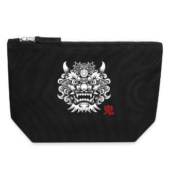 Oni, démon Japonais - Pochette zippée en toile 18 x 19 cm - noir - Devant