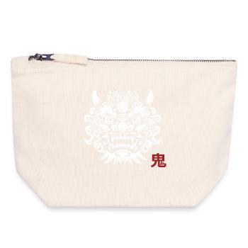 Oni, démon Japonais - Pochette zippée en toile 18 x 19 cm - blanc naturel - Devant