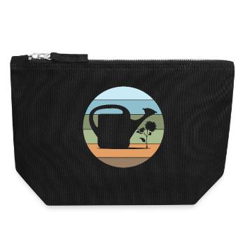Watering Can Gardener Garden Love Flowers Plants - Canvas Zip Pouch 18 x 19 cm - black - Front