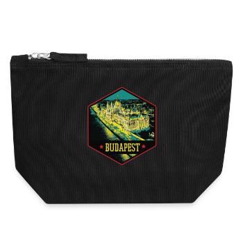 Nocturnal illustration Historic Budapest - Canvas Zip Pouch 18 x 19 cm - black - Front