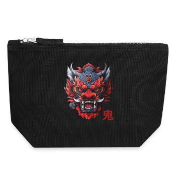 Oni, japanischer Dämon - Canvas Reißverschluss-Täschchen (18 x 19 cm) - Schwarz - Vorne