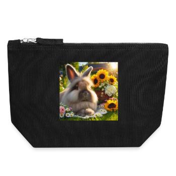Grey Angora Rabbit - Canvas Zip Pouch 18 x 19 cm - black - Front