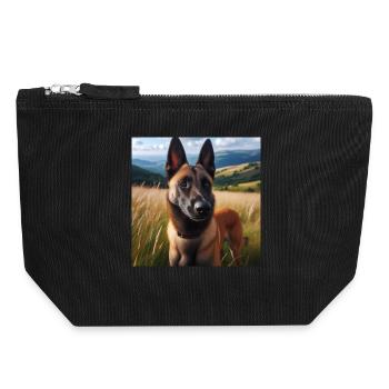 Malinois belge - Pochette zippée en toile 18 x 19 cm - noir - Devant