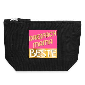 DREIFACH MAMA MUTTERTAG - Canvas Reißverschluss-Täschchen (18 x 19 cm) - Schwarz - Vorne