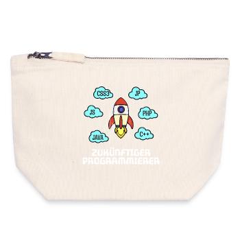 Css Coden Developer Statement C++ Php Java Debug - Pochette zippée en toile 18 x 19 cm - blanc naturel - Devant