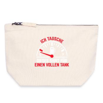 Gas Station Gasoline Refueling Statement Energy Electricity - Canvas Zip Pouch 18 x 19 cm - nature - Front