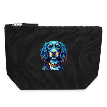 Blauer Picardy Spaniel Hund Rasse Karikatur Kawaii - Canvas Reißverschluss-Täschchen (18 x 19 cm) - Schwarz - Vorne
