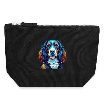 Picardy Spaniel Dog Breed Colorful Cartoon Kawaii - Canvas Zip Pouch 18 x 19 cm - black - Front