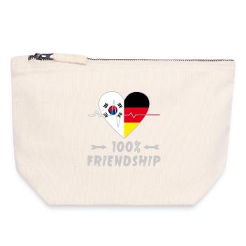 100 % amitié entre la Corée du Sud et l'Allemagne - Pochette zippée en toile 18 x 19 cm - blanc naturel - Devant