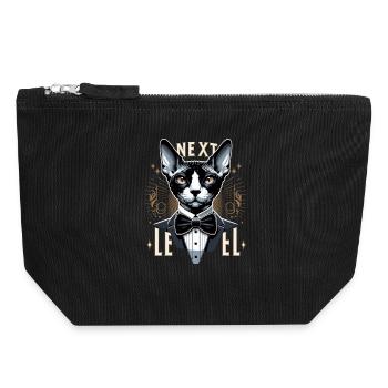 Cornish Rex Suit Next Level Cat Gift - Canvas Zip Pouch 18 x 19 cm - black - Front