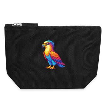 Balbuzard pêcheur coloré Kawaii personnage de dessin animé oiseau - Pochette zippée en toile 18 x 19 cm - noir - Devant