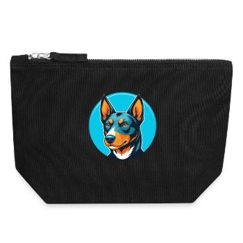 Australischer Kelpie Hund Niedliches Kawaii Cartoon Haustier Logo - Canvas Reißverschluss-Täschchen (18 x 19 cm) - Schwarz - Vorne