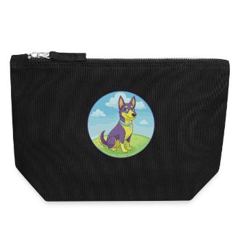 Australischer Kelpie Hund Niedliches Kawaii Cartoon Tier - Canvas Reißverschluss-Täschchen (18 x 19 cm) - Schwarz - Vorne