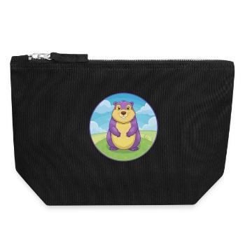 Marmot Cute Kawaii Cartoon Clipart Animal Pet - Canvas Zip Pouch 18 x 19 cm - black - Front